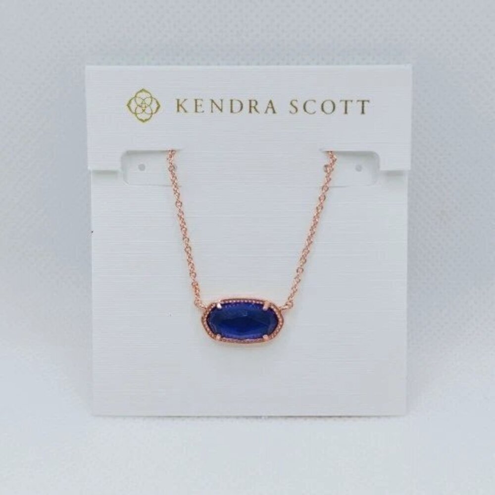 Kendra Scott Elisa Rose Gold Pendant Necklace In Cobalt Blue